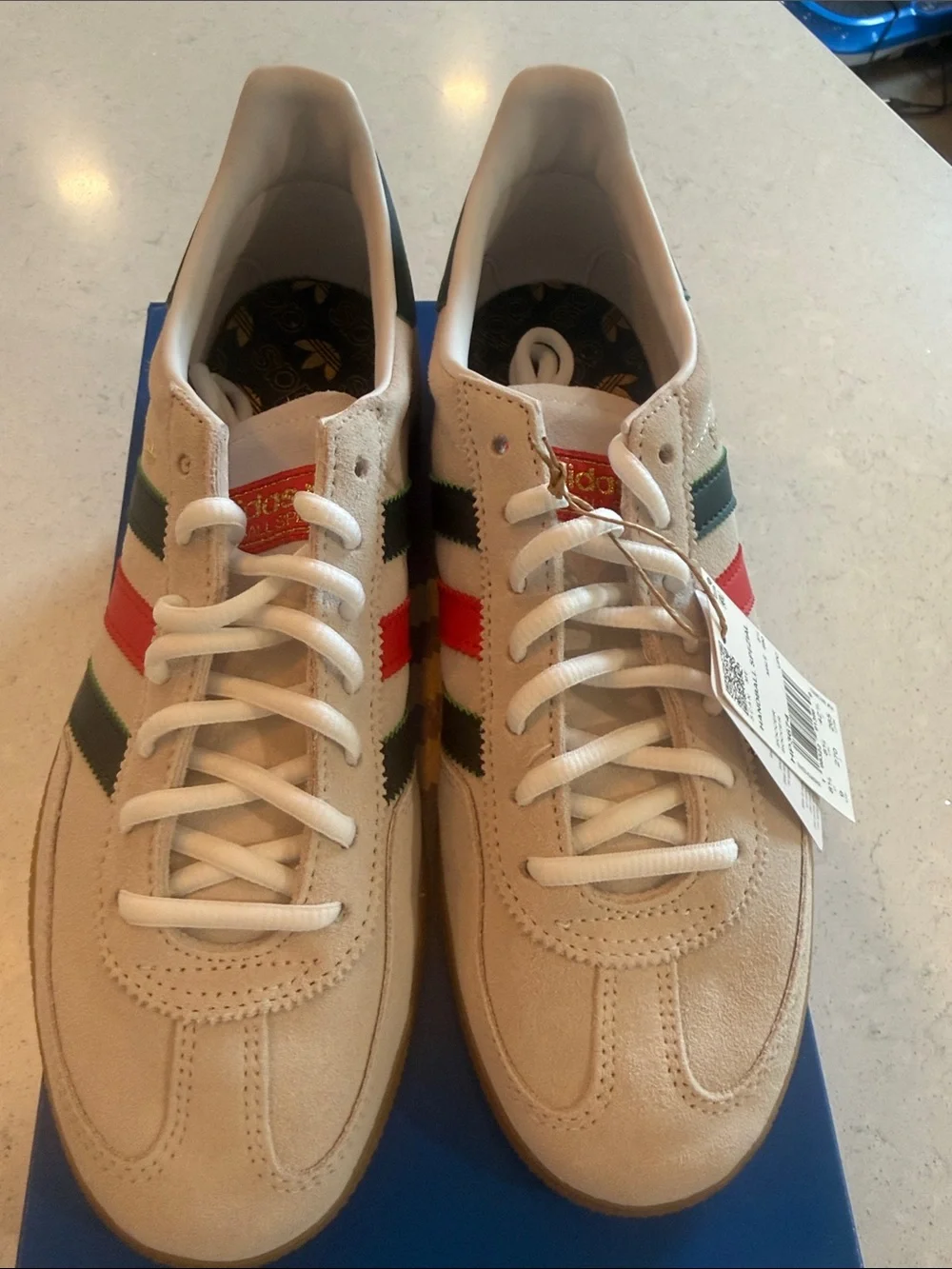 adidas Handball Spezial Men’s Sneakers - White with Red & Green Stripes